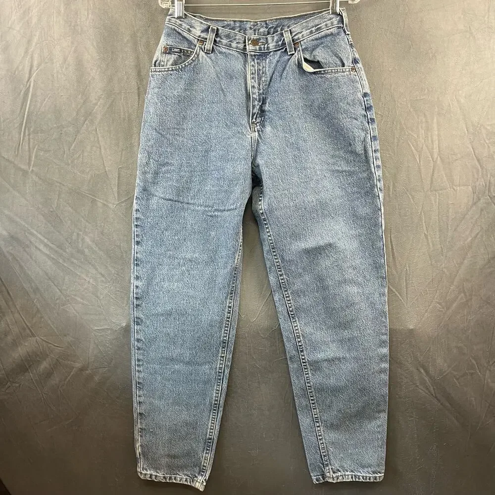 Vintage Lee Jeans 12 Medium Straight Leg Mom Jeans Medium Light Wash High Rise